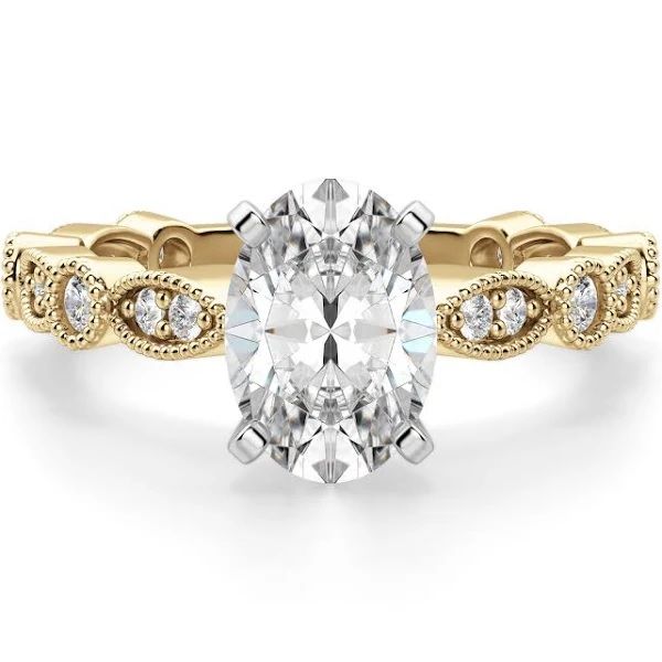 14K Yellow Gold Milgrain Labgrown Diamond Engagement Ring Moore Jewelers Laredo, TX