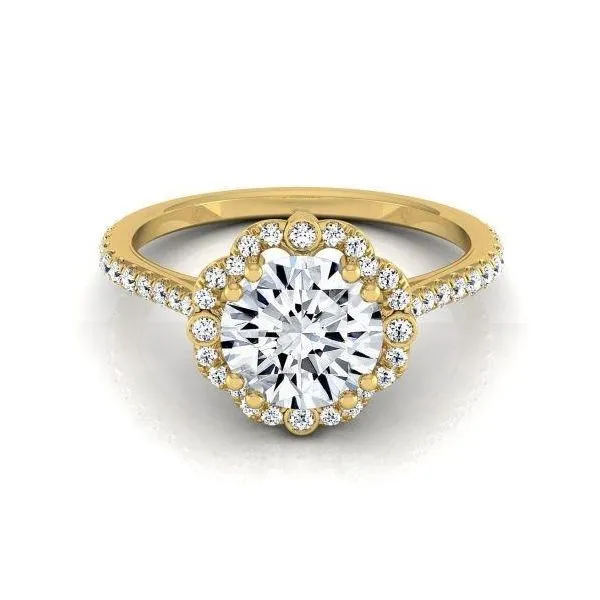 14K Yellow Gold Antique Halo Labgrown Diamond Engagement Ring Moore Jewelers Laredo, TX