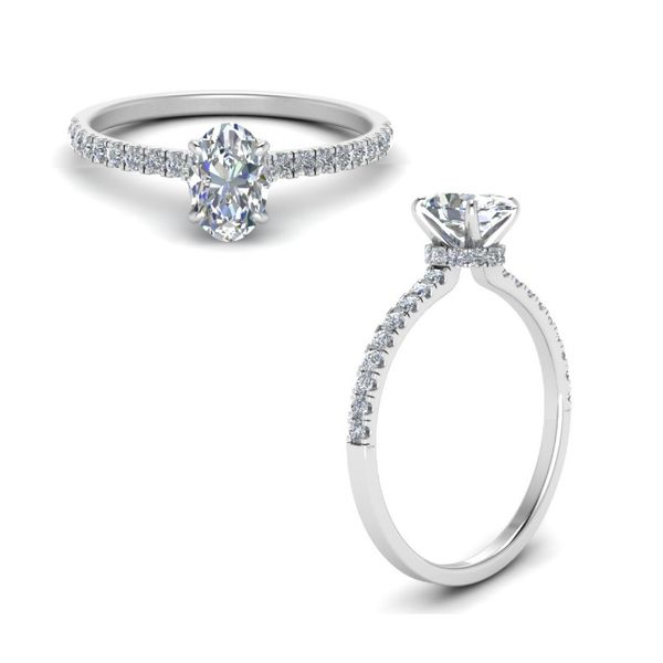 14K White Gold Hidden Halo Labgrown Diamond Engagement Ring Moore Jewelers Laredo, TX