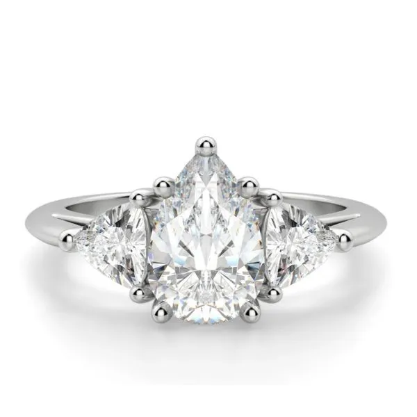 14K White Gold Three Stone Lab Grown Diamond Engagement Ring Moore Jewelers Laredo, TX