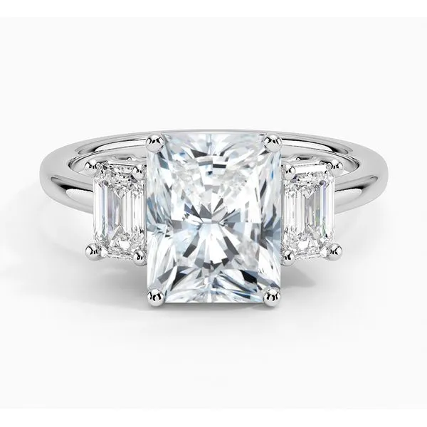 14K White Gold Three Stone Lab Grown Diamond Engagement Ring Moore Jewelers Laredo, TX