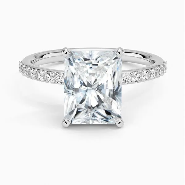 14K White Gold Hidden Halo Lab Grown Diamond Engagement Ring Moore Jewelers Laredo, TX