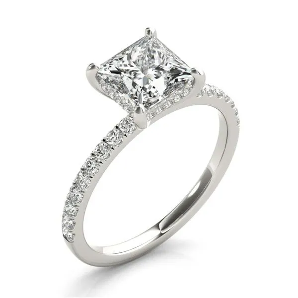 14K White Gold Hidden Halo Lab Grown Diamond Engagement Ring Moore Jewelers Laredo, TX