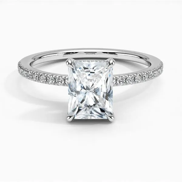 14K White Gold Hidden Halo Lab Grown Diamond Engagement Ring Moore Jewelers Laredo, TX