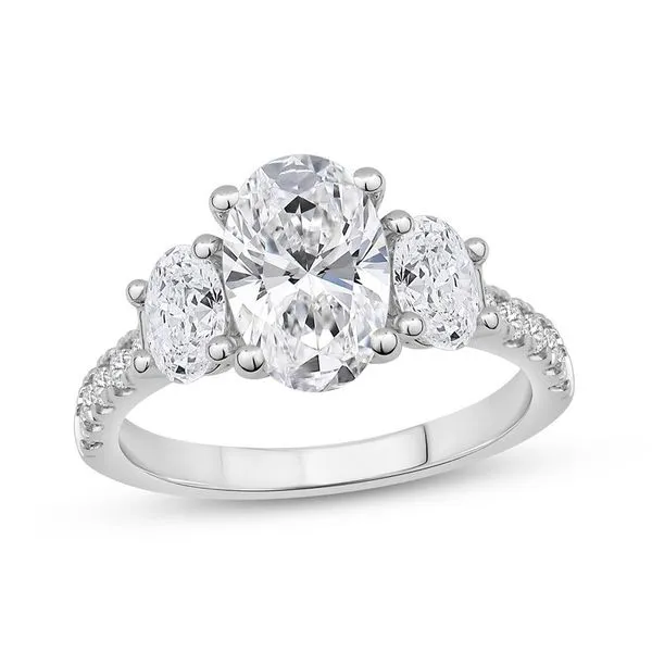 14K White Gold Three Stone Lab Grown Diamond Engagement Ring Moore Jewelers Laredo, TX