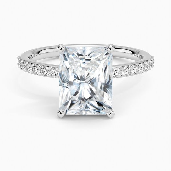14K White Gold Hidden Halo Lab Grown Diamond Engagement Ring Moore Jewelers Laredo, TX