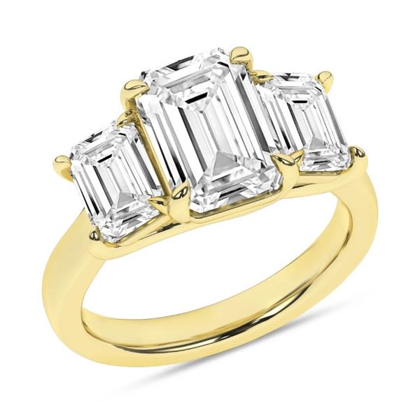 14K Yellow Gold Three Stone Lab Grown Diamond Engagement Ring Image 2 Moore Jewelers Laredo, TX