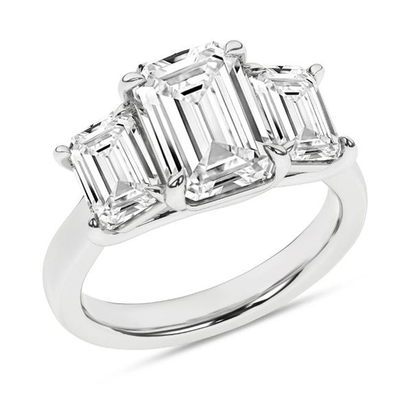 14K White Gold Three Stone Lab Grown Diamond Engagement Ring Image 2 Moore Jewelers Laredo, TX