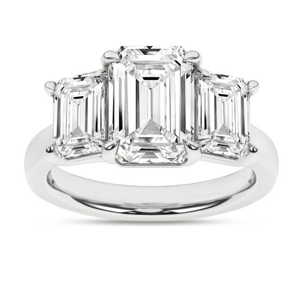 14K White Gold Three Stone Lab Grown Diamond Engagement Ring Moore Jewelers Laredo, TX