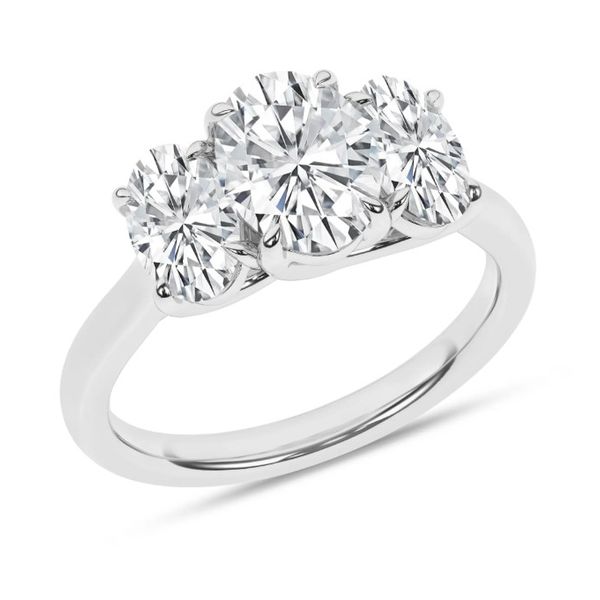 14K White Gold Three Stone Lab Grown Diamond Engagement Ring Image 2 Moore Jewelers Laredo, TX
