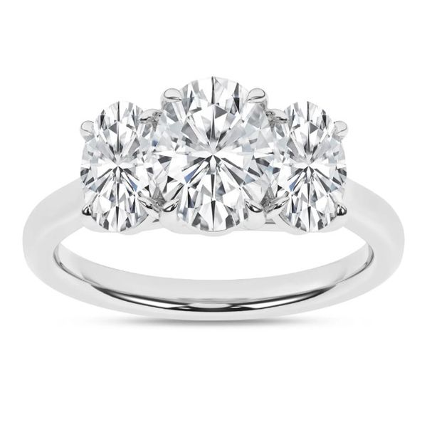 14K White Gold Three Stone Lab Grown Diamond Engagement Ring Moore Jewelers Laredo, TX