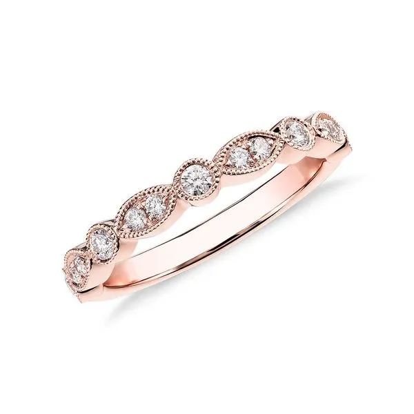 14K Rosé Gold Half Anniversary Wedding Band Moore Jewelers Laredo, TX