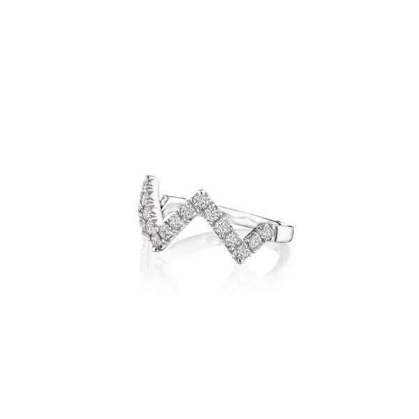 14K White Gold Heart Beat Wedding Band Image 2 Moore Jewelers Laredo, TX