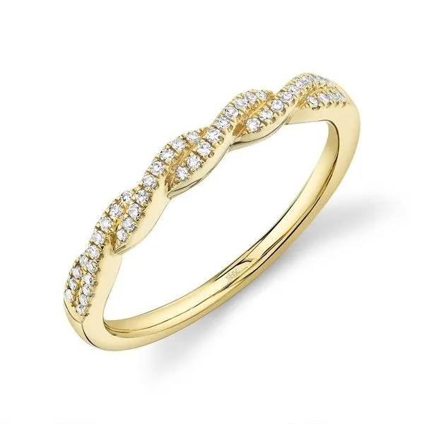 14K Yellow Gold Twist Diamond Half Anniversary Band Moore Jewelers Laredo, TX