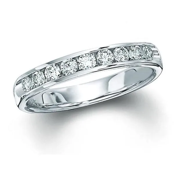 14K White Gold Channel Set Half Anniversary Wedding Band Moore Jewelers Laredo, TX
