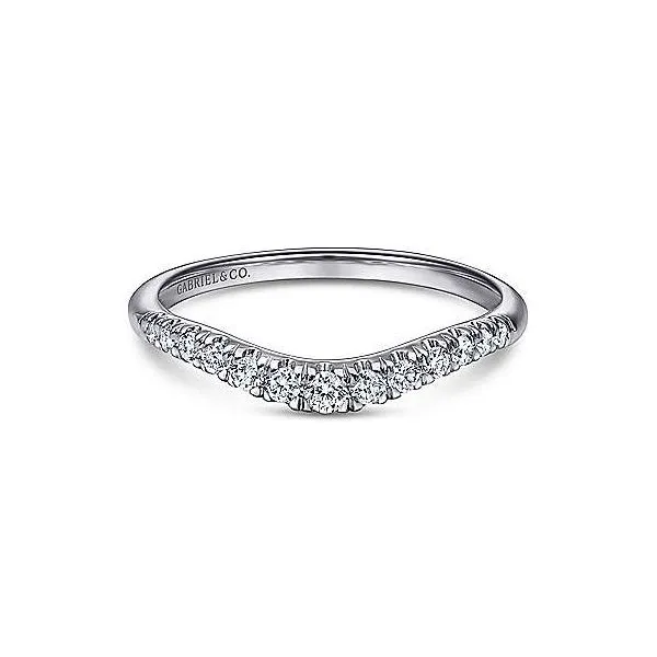 14K White Gold Curved Pave Diamond Wedding Band Moore Jewelers Laredo, TX