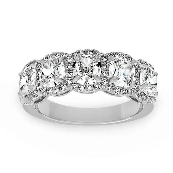 14K White Gold 5-Stone Diamond Wedding Band Moore Jewelers Laredo, TX