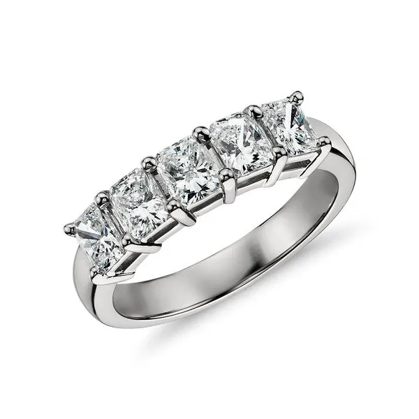 18K White Gold 4-Stone Wedding Band Moore Jewelers Laredo, TX