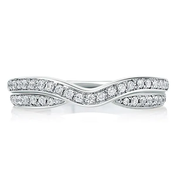 14K White Gold Curved Diamond Wedding Band Moore Jewelers Laredo, TX