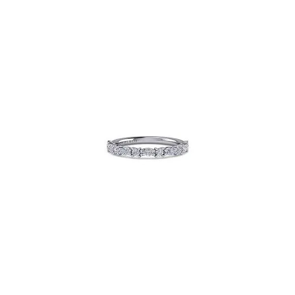 14K White Half Anniversary Round and Marquise Wedding Band Moore Jewelers Laredo, TX