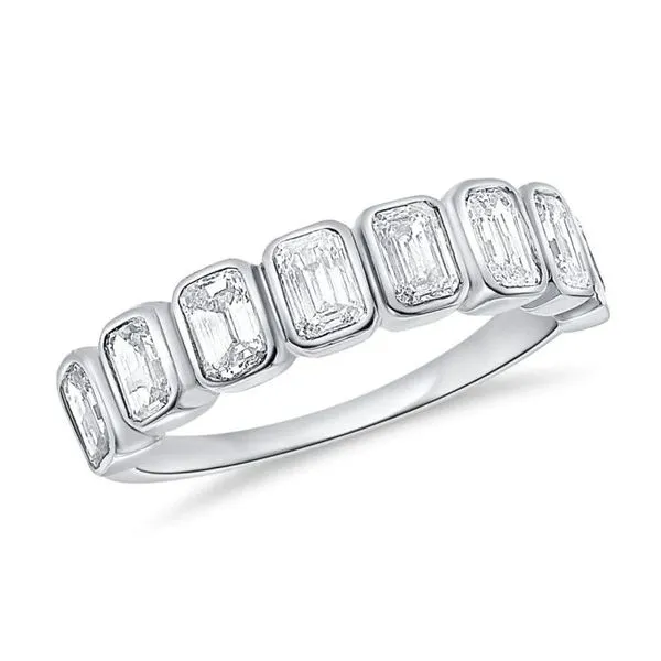 14K White Gold Emerald Cut Diamond Wedding Band Moore Jewelers Laredo, TX