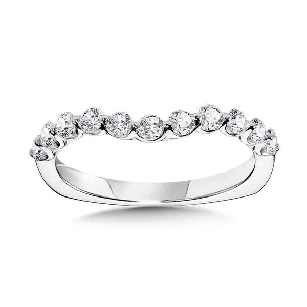 14K White Gold Curved Wedding Band Moore Jewelers Laredo, TX