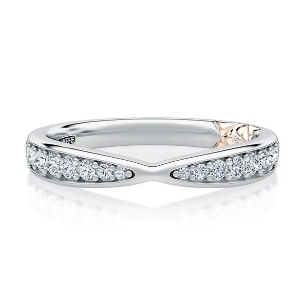 Two Tone 14K White & Rose Gold Curved Wedding Band Moore Jewelers Laredo, TX