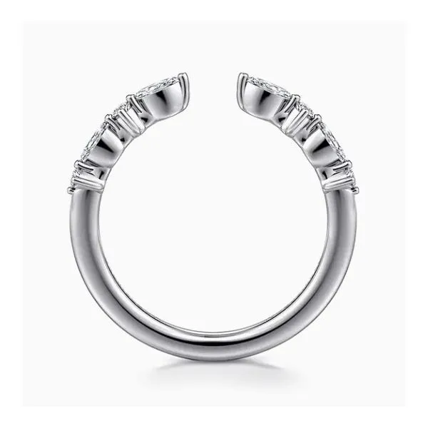 14K White Gold Alternating Diamond Open Wedding Band Image 3 Moore Jewelers Laredo, TX