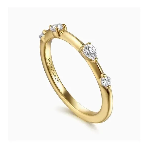 14K Yellow Gold Four Stone Diamond Wedding Band Image 2 Moore Jewelers Laredo, TX
