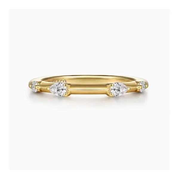 14K Yellow Gold Four Stone Diamond Wedding Band Moore Jewelers Laredo, TX