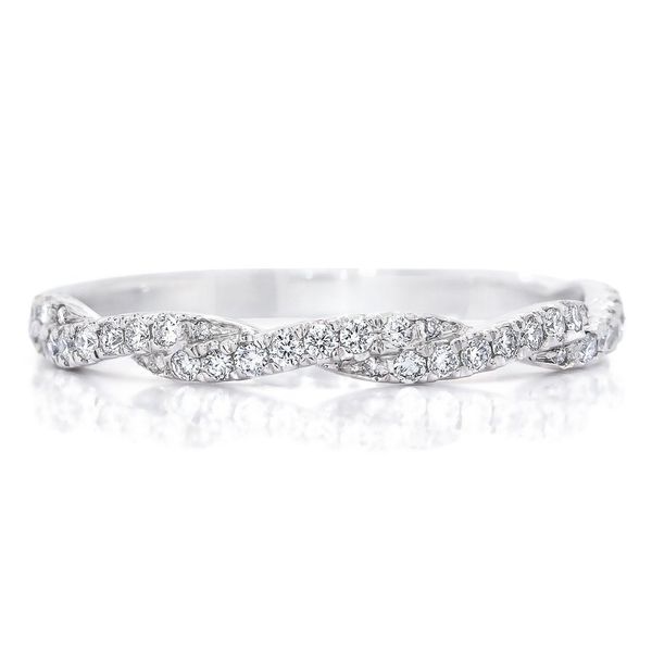 14K White Gold Twist Diamond Wedding Band Moore Jewelers Laredo, TX