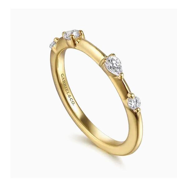 14K Yellow Gold Four Stone Diamond Wedding Band Image 2 Moore Jewelers Laredo, TX
