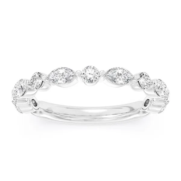 14K White Gold Alternating Lab Grown Diamond Wedding Band Moore Jewelers Laredo, TX