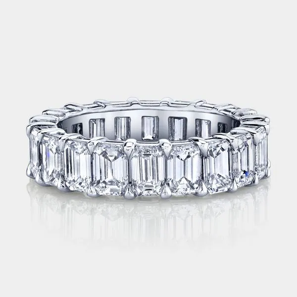 18K White Gold Emerald Cut Eternity Diamond Wedding Band Moore Jewelers Laredo, TX