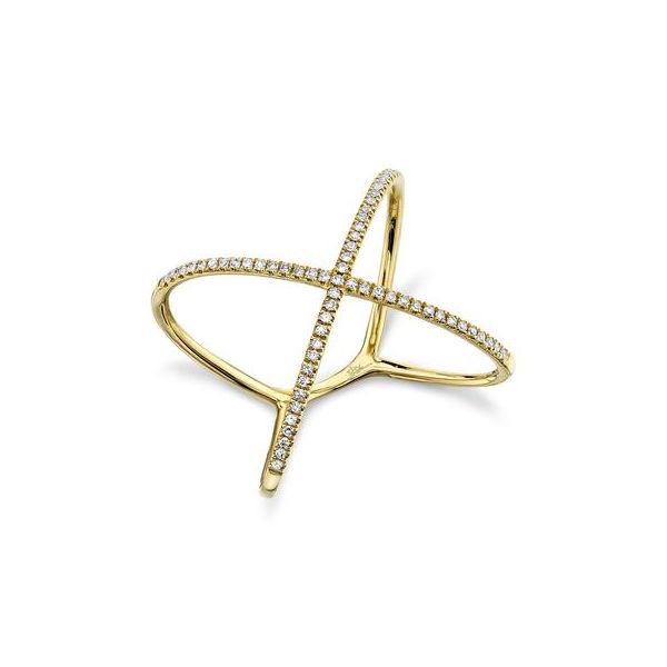 14K Yellow Gold Contemporary Fashion X Diamond Ring Moore Jewelers Laredo, TX