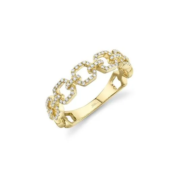 14K Yellow Gold Diamond Link Fashion Ring Moore Jewelers Laredo, TX