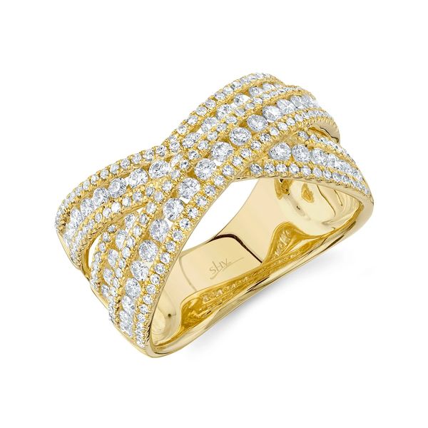 14K Yellow Gold Cross Over Fashion Diamond Ring Moore Jewelers Laredo, TX