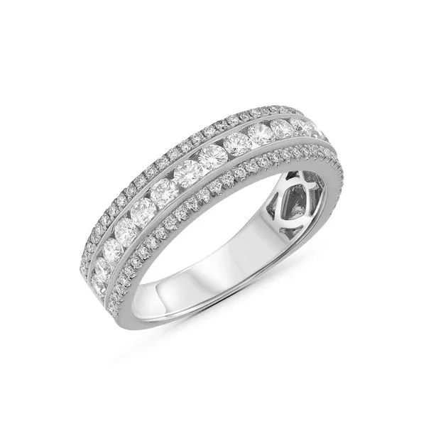 14K White Gold Three Row Diamond Fashion Ring Moore Jewelers Laredo, TX