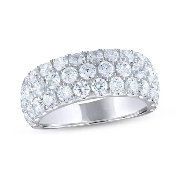 14K White Gold Three Row Diamond Fashion Ring Moore Jewelers Laredo, TX