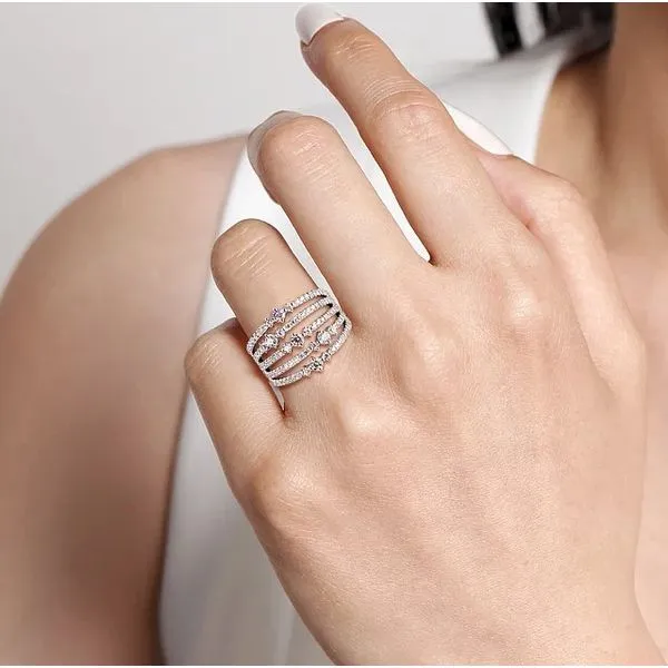 14K White Gold Wide Band Diamond Fashion Ring Image 3 Moore Jewelers Laredo, TX