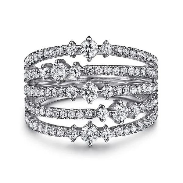 14K White Gold Wide Band Diamond Fashion Ring Moore Jewelers Laredo, TX