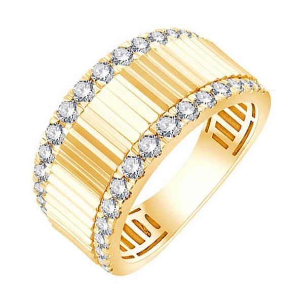 14K Yellow Gold Fluted Diamond Fashion Ring Moore Jewelers Laredo, TX