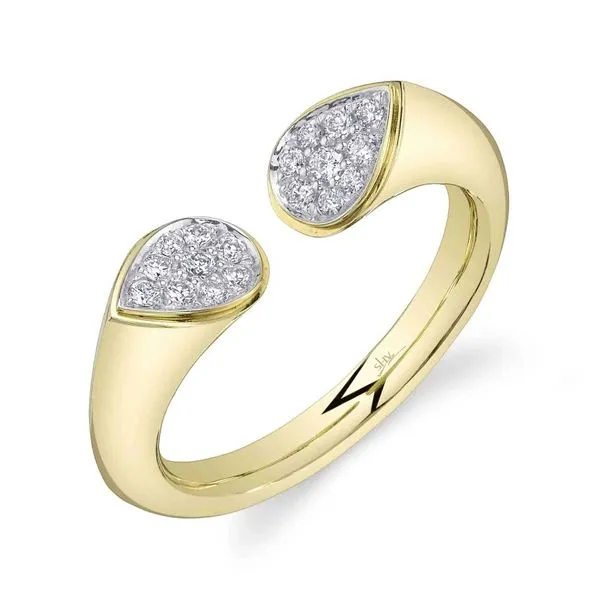 14K Yellow Gold Polished Cuff Pave Diamond Fashion Ring Moore Jewelers Laredo, TX
