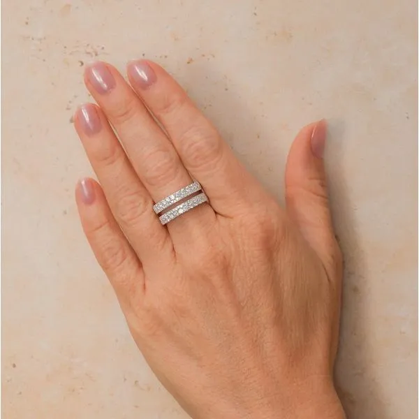 14K Yellow Gold Two Row Pave Diamond Fashion Ring Image 2 Moore Jewelers Laredo, TX