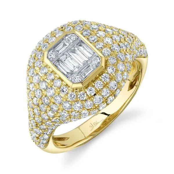 14K Yellow Gold Signet Diamond Fashion Ring Moore Jewelers Laredo, TX