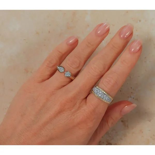 14K Yellow Gold Polished Cuff Pave Diamond Fashion Ring Image 2 Moore Jewelers Laredo, TX