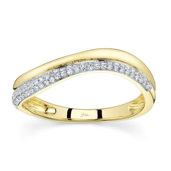 14K Yellow Gold Pave Diamond Curved Fashion Ring Image 2 Moore Jewelers Laredo, TX