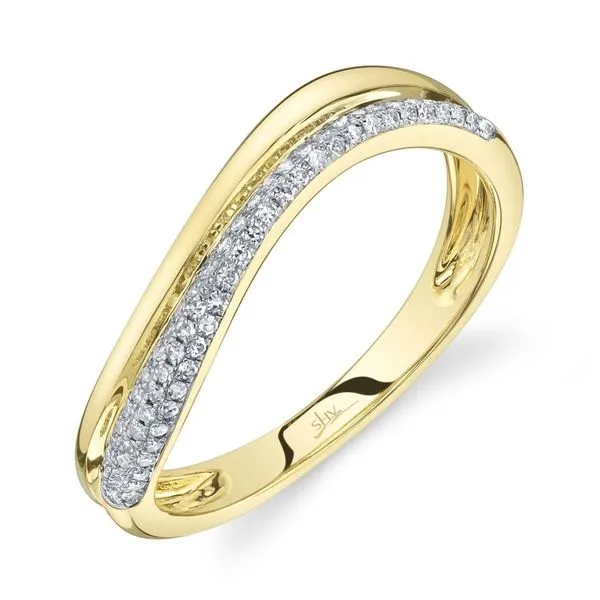 14K Yellow Gold Pave Diamond Curved Fashion Ring Moore Jewelers Laredo, TX