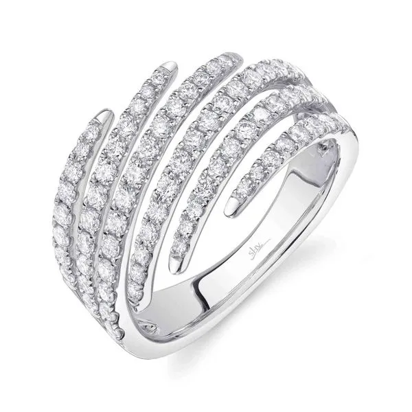 14K White Gold Multi-Row Bypass Diamond Fashion Ring Moore Jewelers Laredo, TX