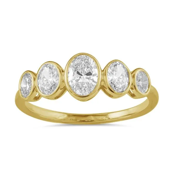 14K Yellow Gold Five Stone Bezel Diamond Fashion Ring Moore Jewelers Laredo, TX